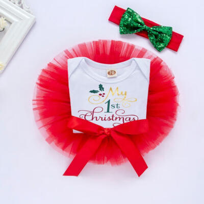 

Xmas Toddler Kids Baby Girl My 1st Christmas Pageant Tutu Dress Princess Clothes