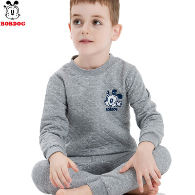 

Babu bean childrens thermal underwear set cotton girls autumn clothes long pants boys pajamas baby thick autumn&winter clothing BBD7631 gray 130cm suitable for 125-135