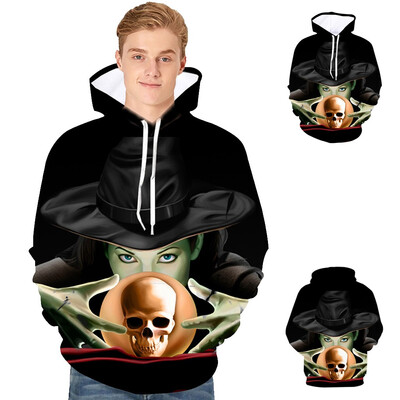 

Toponeto Mens Scary Halloween Pumpkin 3D Print hooded Party Long Sleeve Hoodie Blouse