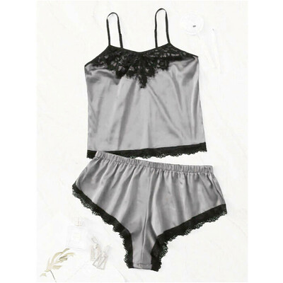

Women Satin Lace Sleepwear Babydoll Lingerie Nightwear Short Pjs Pyjamas Set Hot