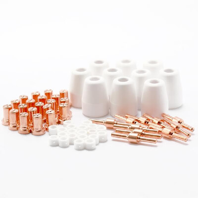 

60PCS Copper Extended Long Plasma Cutter Tip Electrode Nozzle Shieded-cup Gas Ring Kit Consumable For PT-31 L-G-40 Cutting Torch
