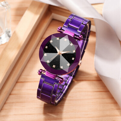

RM Ladie Steel Belt Star Sky Dial Quartz Watch Fashion Simple Cool MultiAngle Raise