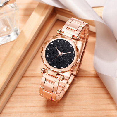 

RM Fashion Simple Star Sky Multi Faceted Bump Dial Ladies Steel Belt Quartz Watch