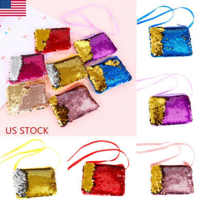 

Kids Girls Cartoon Sequins Mini Satchel Plush Bag Coin Purse Wallet Baby Cute