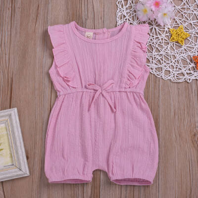 

Summer Toddler Kid Baby Girls Ruffled Solid Color Romper Jumpsuit Outfit Sunsuit