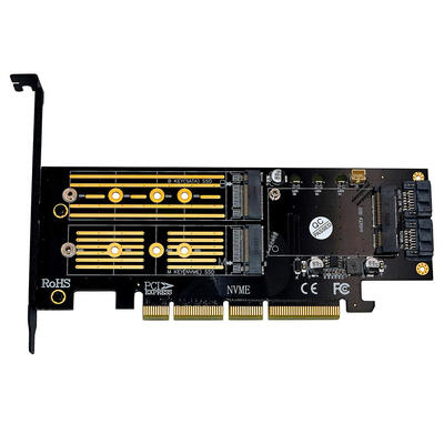 

3 in 1 Msata PCIE M2 NGFF NVME SATA SSD to PCI Express 4X SATA3 Apapter