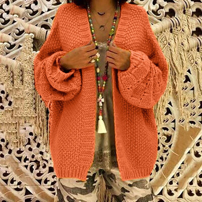

〖Follure〗Women Casual Solid Color Long Sleeve Knitted Sweater Loose Cardigan