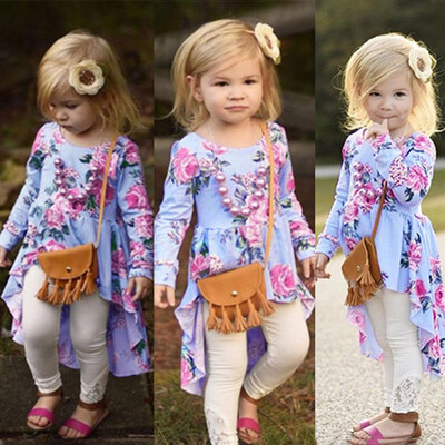 

Toddler Baby Kids Girls Long Sleeve Floral Print Tops T Shirt Outfits Clothes