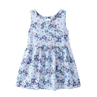 

Summer Children Dress Girls Sleeveless Fruit Flower Print O-Neck Clothing
