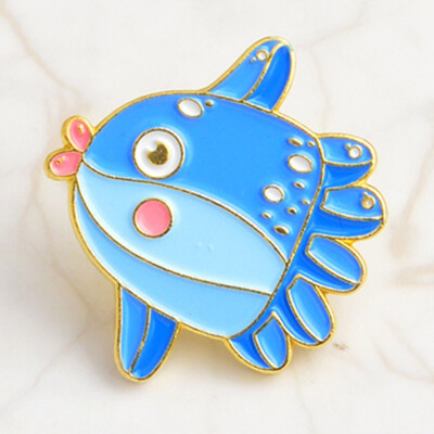 

Cartoon Cute Submarine World Exquisite Fish Jellyfish Sea Mouse Dolphin Metal Brooch Pins