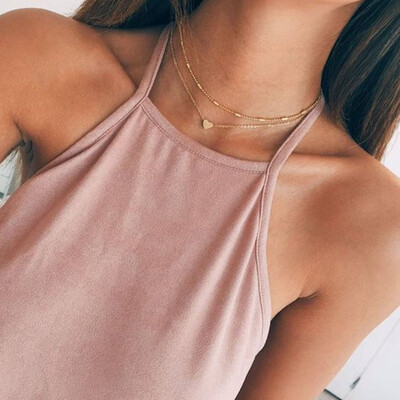 

Bohemian Gold Color Multi Layer Moon Pendant Necklace For Women Long Chain Sequined Choker Collar Necklace Fashion Jewelry Gift