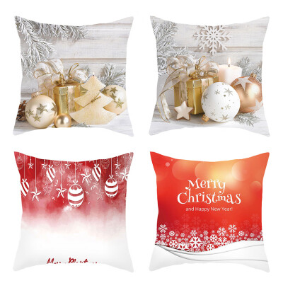 

Siaonvr 4PC Merry Christmas Short Plush Pillowcase Sofa Pad Set Home Decoration 18x18 In