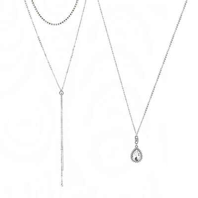 

Retro Rhinestone Chokers Fashion Multi Layer Crystal Pendant Necklace Set Bohemian Jewelry for Women Girl