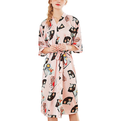 

Toponeto Women Simulation Silk Ladies Pajamas Lingerie Robe Bathrobe Bride Dressing Gown