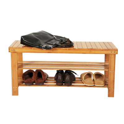 

3 Tier Bamboo Shoe Rack Bench Storage Shelf Organizer Entryway Wood Color