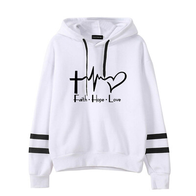 

New Autumn And Winter Women Teen Girl Casual Hoodie Faith Hope Love Printed Hooded Sweatshirt Pullover Tops