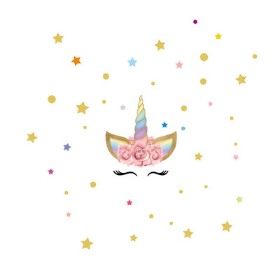 

Unicorn Just Believe In your Dreams Stars Flowers Wall Stickers For Girl Bedroom