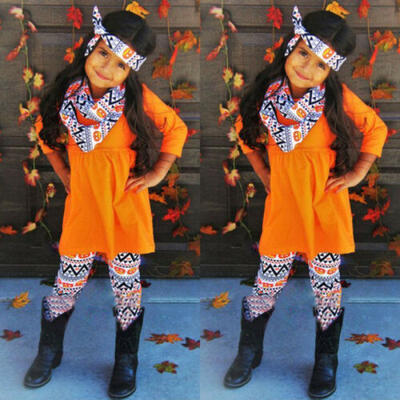 

3PCS Toddler Kids Baby Girl Halloween Clothes Tops T-Shirt Pants Pumpkin Outfits