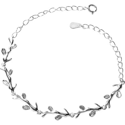 

Fahsion Silver Diamond Sparkle Leaf Roots Bracelet