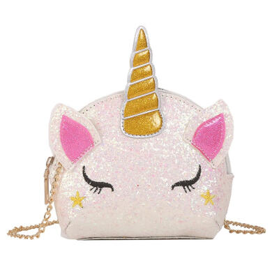 

Sequins Cartoon Horse Shoulder Messenger Handbags Women Chain Crossbody Bag