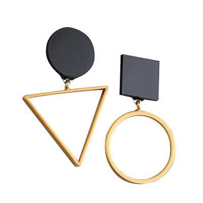 

Creative Women Asymmetric Earrings Geometric Triangle Circle Club Party Eardrop