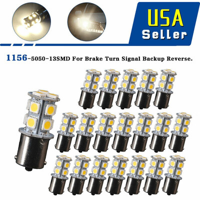 

20x 1156 BA15S 13-SMD 4300K Warm White Brake Stop LED Interior Light Bulbs 12V