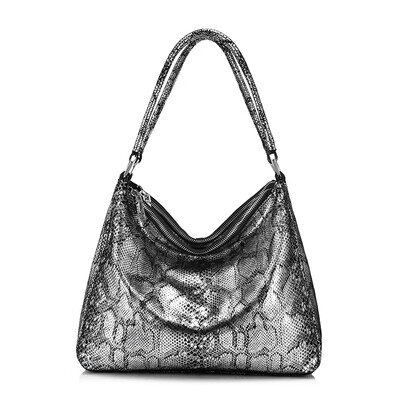 

REALER women bag ladies handbags genuine leather shoulder bag high quality female tote bag serpentine prints with zipper 2019