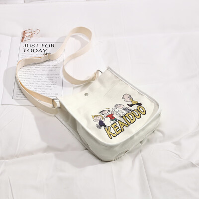 

Wangzi bag female 2019 new Korean version of the cute girl canvas bag shoulder Messenger bag Harajuku style wild cloth bag