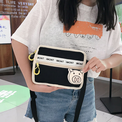 

Womens bag 2019 new fashion trend shoulder bag summer small fresh canvas bag student ins wild Messenger bag