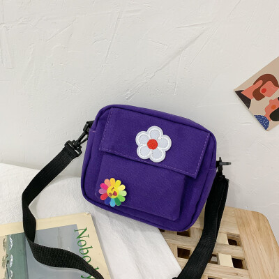 

2019 new Sen cute flower canvas bag female fashion simple wild Messenger bag casual temperament shoulder bag