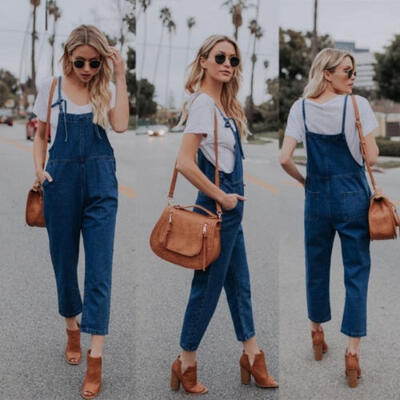 

Fashion Women Denim Jeans BIB Pants Overalls Straps Jumpsuit Rompers Trousers