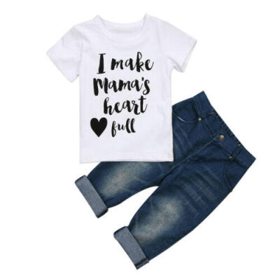 

Hot Toddler Kids Baby Boys Tops T-shirt Jeans Denim Pants Outfits Set Clothes