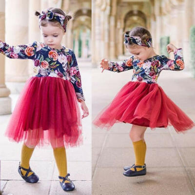 

Baby Flower Girl Dress Princess Lace Tulle Tutu Gown Formal Party Casual Dresses