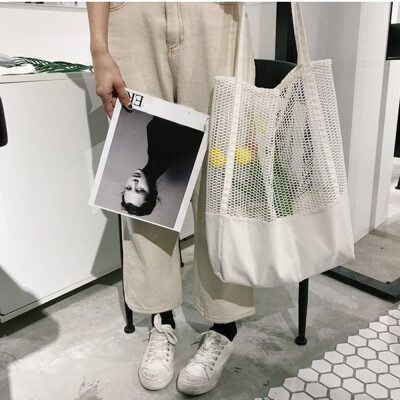 

Women Mesh Shopping Bag Reusable String Fruit Storage Handbag Net Woven Shoulder Bags Grocery Tote Bolsa YJ