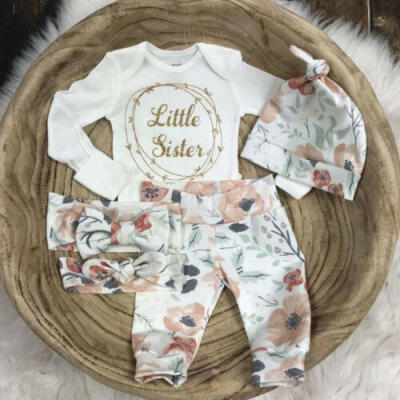 

AU Newborn Baby Girl Clothes Little Sister Romper Floral Leggings Pants Outfits