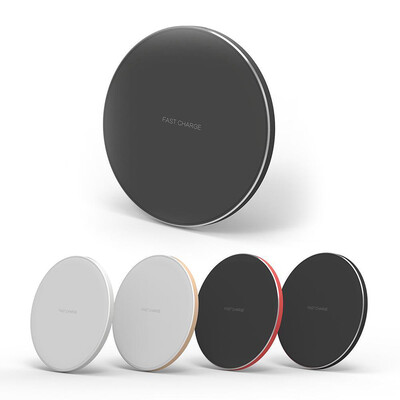 

Portable Aluminum Alloy Ultra-thin Round Shape Qi Standard Wireless Charger 10W Fast Charging Pad Universal Phone Charge Base for