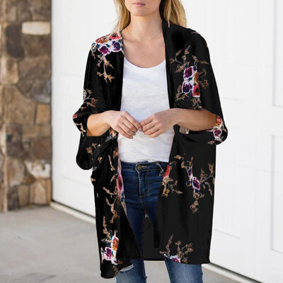 

Womens Holiday Floral Kimono Cardigan Ladies Summer Casual Beach Tops Blouse