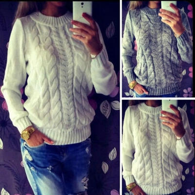 

Womens Long Sleeve Knitted Loose Winter Warm Sweater Casual Jumper Pullover Tops