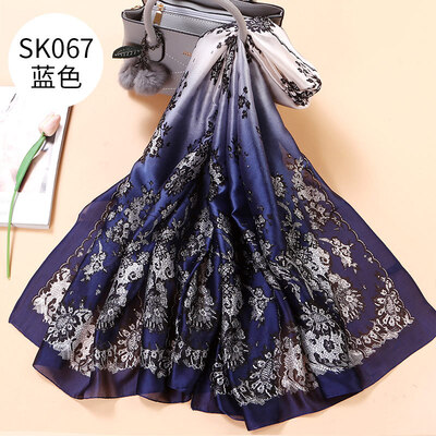 

Summer new European&American lace gradient scarf mesh flower vine high-end fashion simulation silk sunscreen silk scarf shawl female