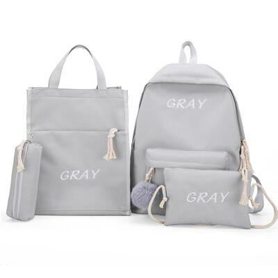 

4pcsset Canvas Backpack Shoulder Bags Totes Women Preppy School Pen Bags