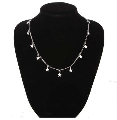 

2018 new Neo-Gothic minimalist womens alloy necklace personalized five-pointed star necklace wholesale