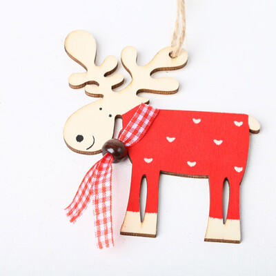 

The Decoration Wood Painted Elk Creative Christmas Tree Pendant