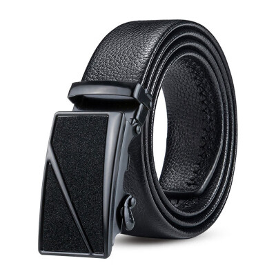 

Fashion Business Men belt Solid Color Imitation Leather Automatic Buckle belt trend youth Men belt Formal wear belt 120cm