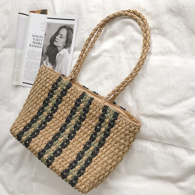 

Tailored Womens Fashion Solid Color Handbag Shoulder Bag Woven Bag Beach Bag