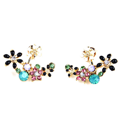 

Cute Fashion Gold Color Crystal Stud Earrings Bijoux Women Earrings Flower Women Accessories Piercing Love Jewelry