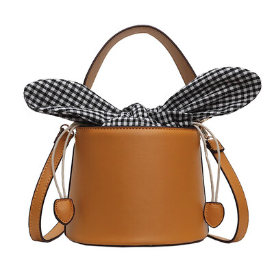 

New Spring&Summer Women Bucket Messenger Bag Girl PU Leather Fashion Shoulder Womens Small Cute Handbag Bow Crossbody Bag