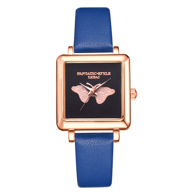 

LVPAI Watches Women Square Leather Strap Casual Quartz Watch Ladies Fashion Luxury Brand Butterfly Wristwatch Female Clock 533