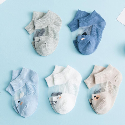 

5 Pairs Baby Boy Girl Cartoon Ankle Socks Newborn Infant Toddler Soft Mesh Socks