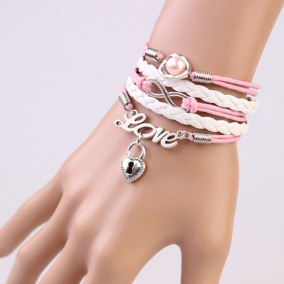 

Gifts Key Lovely Friendship Charms 2pcs set Vogue Multilayer Leather Available Leather Bracelet Jewelry Bracelet