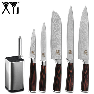 

XYj Stainless Steel Knives Holder 8 7 5 35 Chef Slicing Santoku Utility Paring Color Wood Handle Knife